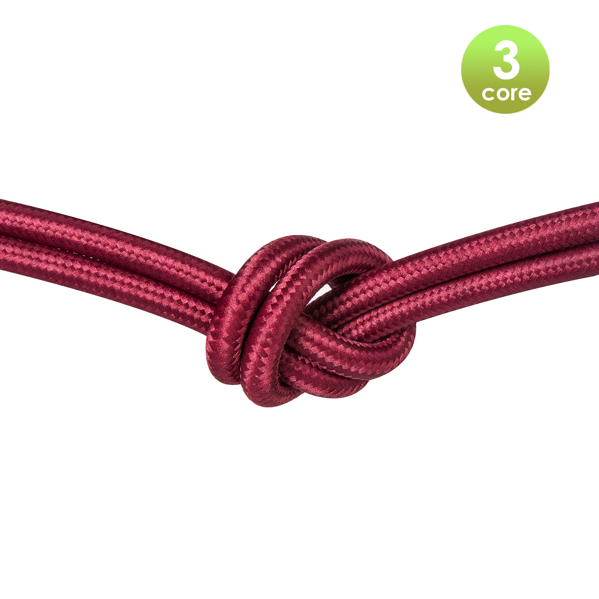 Tangla lighting - TLCB01009RD - 3c - Fabric cable 3 core - in antique ruby